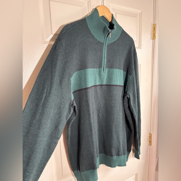 Fairlane Pullover Sweater Men's XXL Green Half Zip Cashmere Blend Knit Preppy - Picture 5 of 8